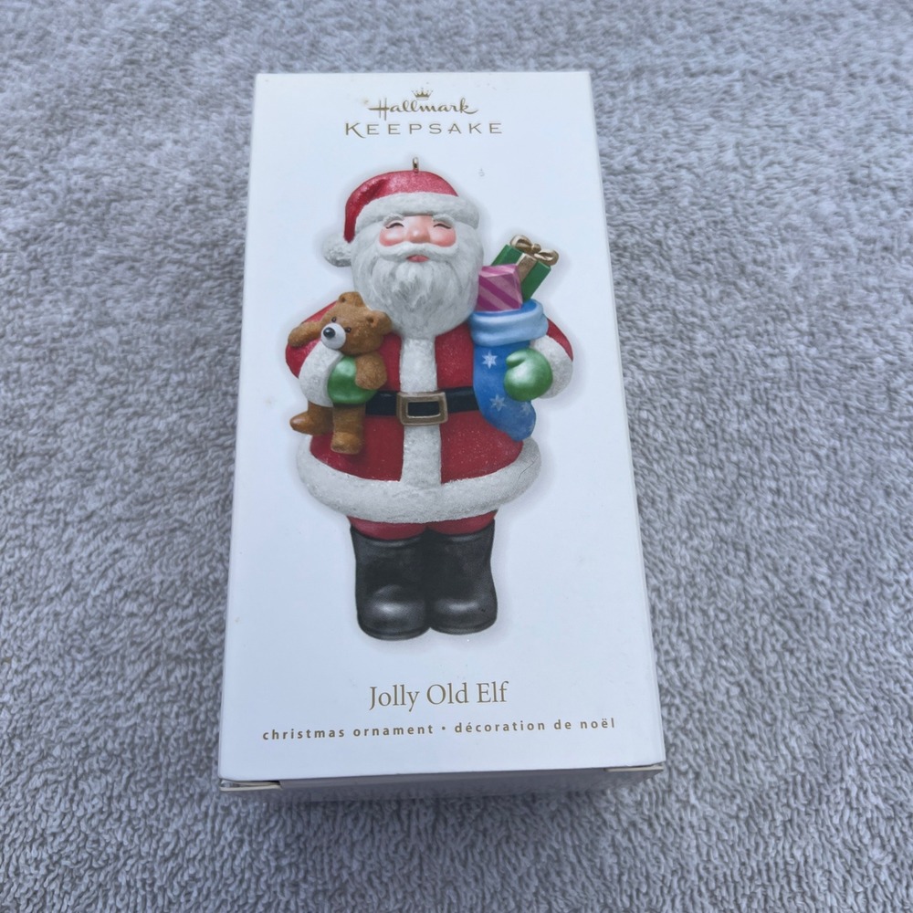 Hallmark Keepsake Jolly Old Elf Santa Christmas Ornament 2010 Glass